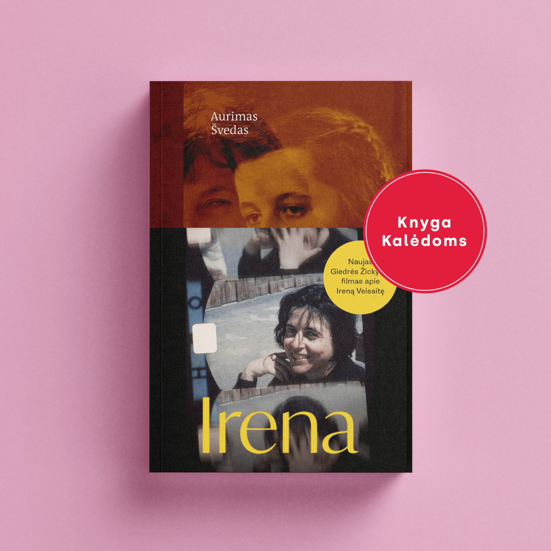 Knyga Irena Veisaitė, Gyvenimas turėtų būti skaidrus viršelis su aplanku, informuojančiu apie filmą ir lipduku Knyga Kalėdoms